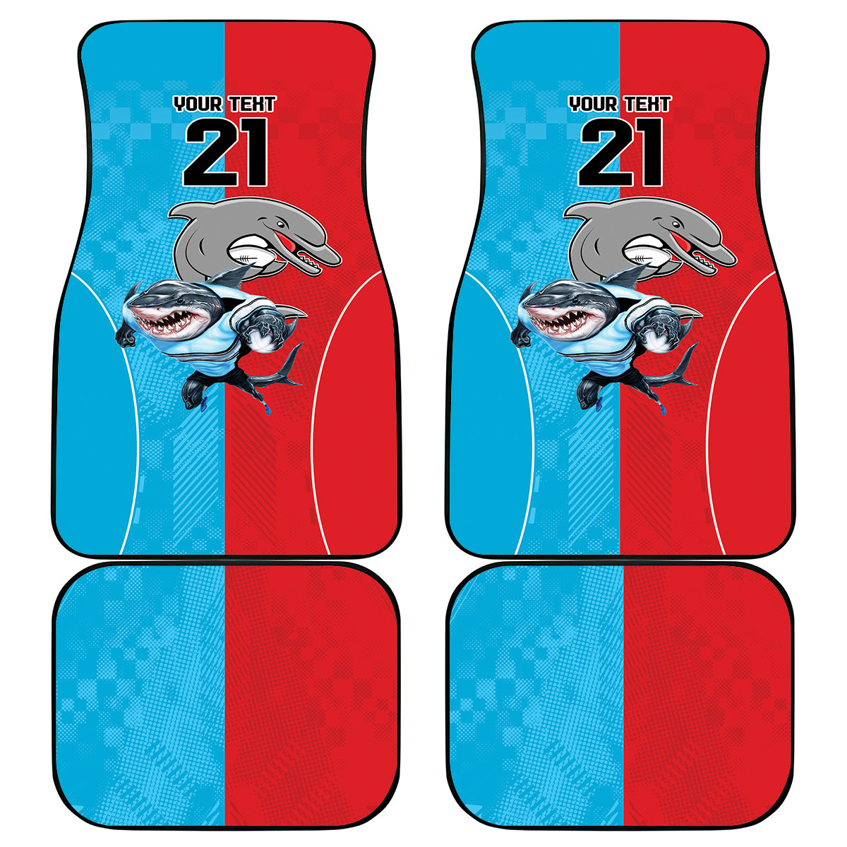 Custom Dolphins and Shark Car Mats Together Sporty Style