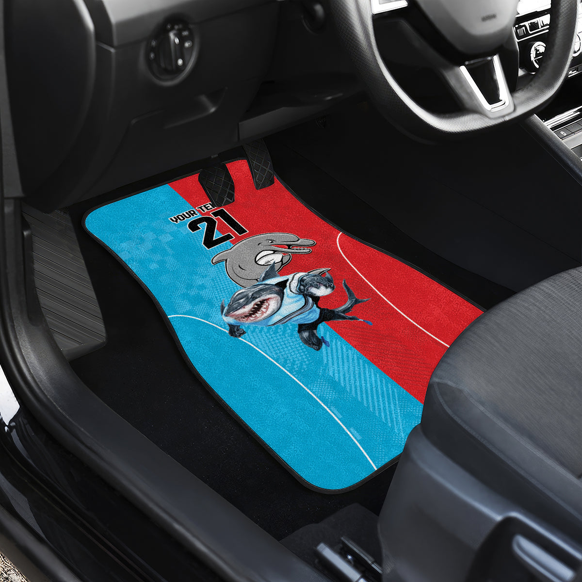 Custom Dolphins and Shark Car Mats Together Sporty Style