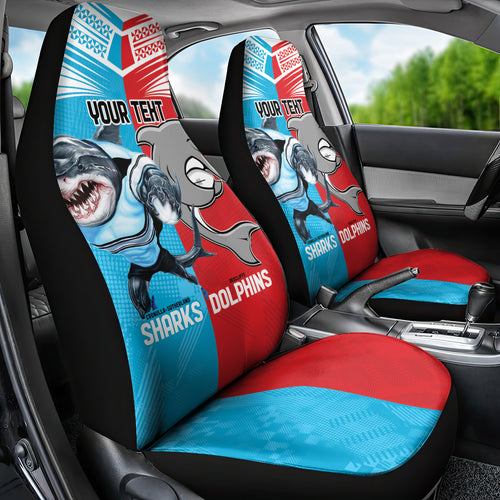 Custom Dolphins and Shark Car Seat Cover Together Sporty Style