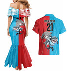 Custom Dolphins and Shark Couples Matching Mermaid Dress and Hawaiian Shirt Together Sporty Style