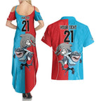 Custom Dolphins and Shark Couples Matching Summer Maxi Dress and Hawaiian Shirt Together Sporty Style