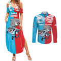 Custom Dolphins and Shark Couples Matching Summer Maxi Dress and Long Sleeve Button Shirt Together Sporty Style