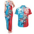 Custom Dolphins and Shark Couples Matching Tank Maxi Dress and Hawaiian Shirt Together Sporty Style