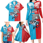 Custom Dolphins and Shark Family Matching Long Sleeve Bodycon Dress and Hawaiian Shirt Together Sporty Style