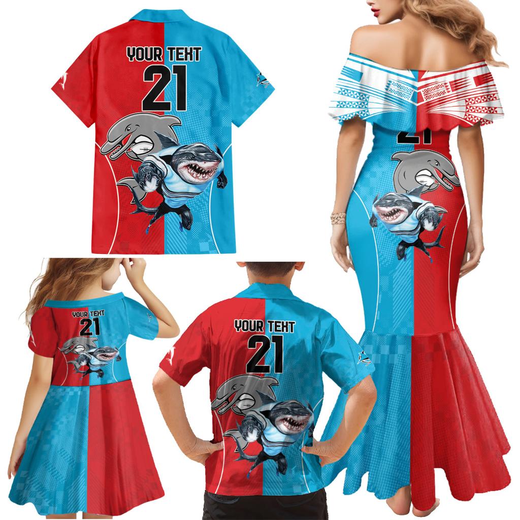 Custom Dolphins and Shark Family Matching Mermaid Dress and Hawaiian Shirt Together Sporty Style