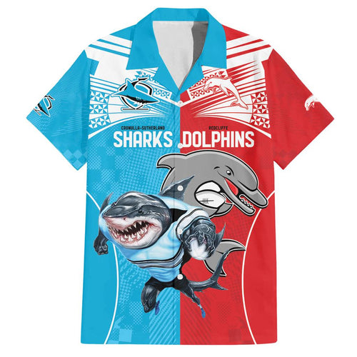 Custom Dolphins and Shark Family Matching Off Shoulder Short Dress and Hawaiian Shirt Together Sporty Style