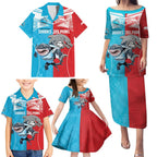 Custom Dolphins and Shark Family Matching Puletasi and Hawaiian Shirt Together Sporty Style