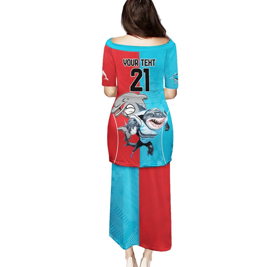 Custom Dolphins and Shark Family Matching Puletasi and Hawaiian Shirt Together Sporty Style