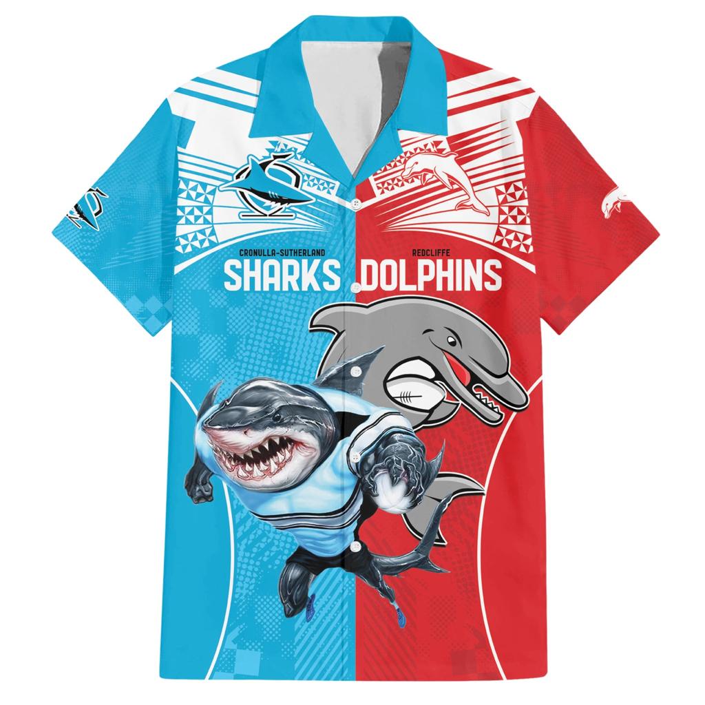 Custom Dolphins and Shark Family Matching Short Sleeve Bodycon Dress and Hawaiian Shirt Together Sporty Style