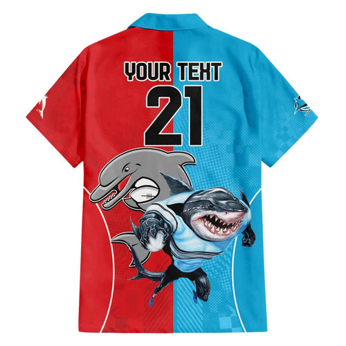 Custom Dolphins and Shark Family Matching Short Sleeve Bodycon Dress and Hawaiian Shirt Together Sporty Style