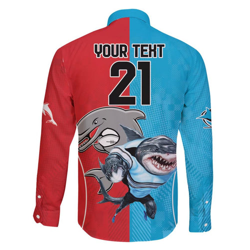 Custom Dolphins and Shark Family Matching Short Sleeve Bodycon Dress and Hawaiian Shirt Together Sporty Style