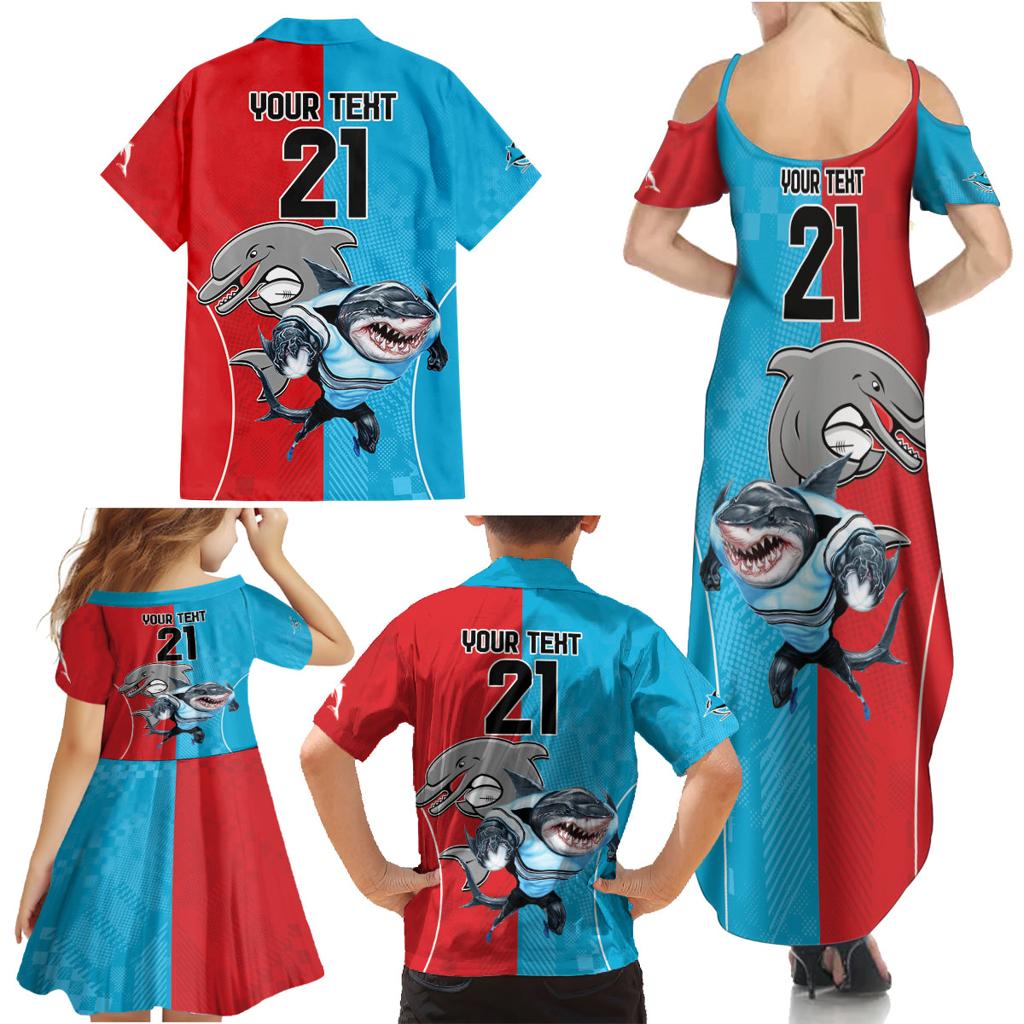 Custom Dolphins and Shark Family Matching Summer Maxi Dress and Hawaiian Shirt Together Sporty Style