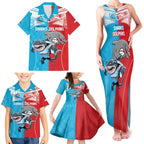 Custom Dolphins and Shark Family Matching Tank Maxi Dress and Hawaiian Shirt Together Sporty Style