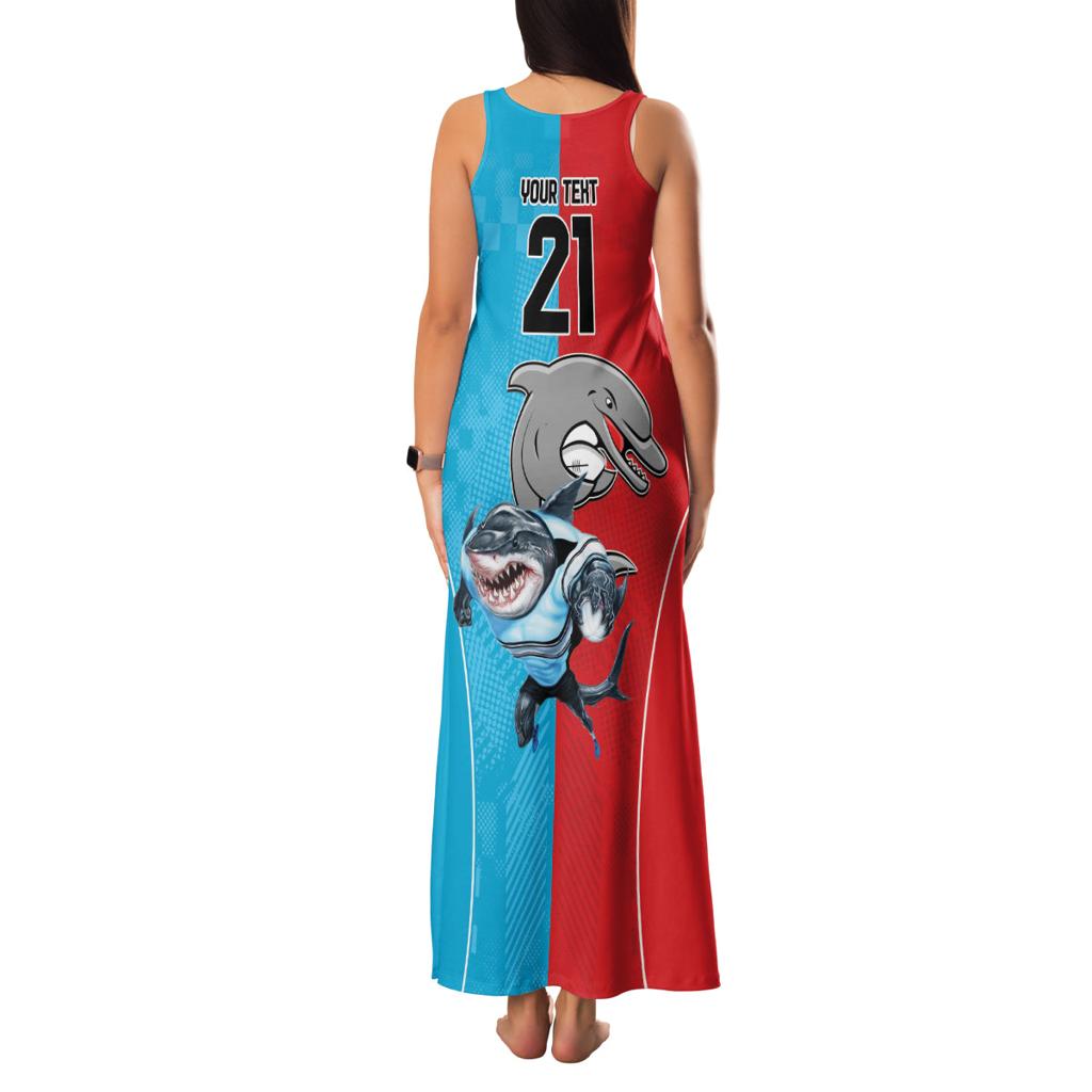 Custom Dolphins and Shark Family Matching Tank Maxi Dress and Hawaiian Shirt Together Sporty Style