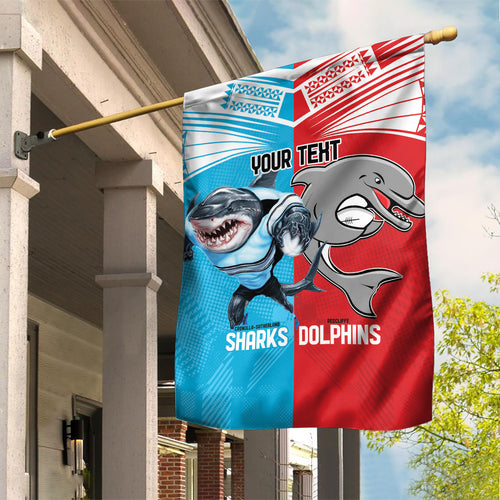 Custom Dolphins and Shark Garden Flag Together Sporty Style
