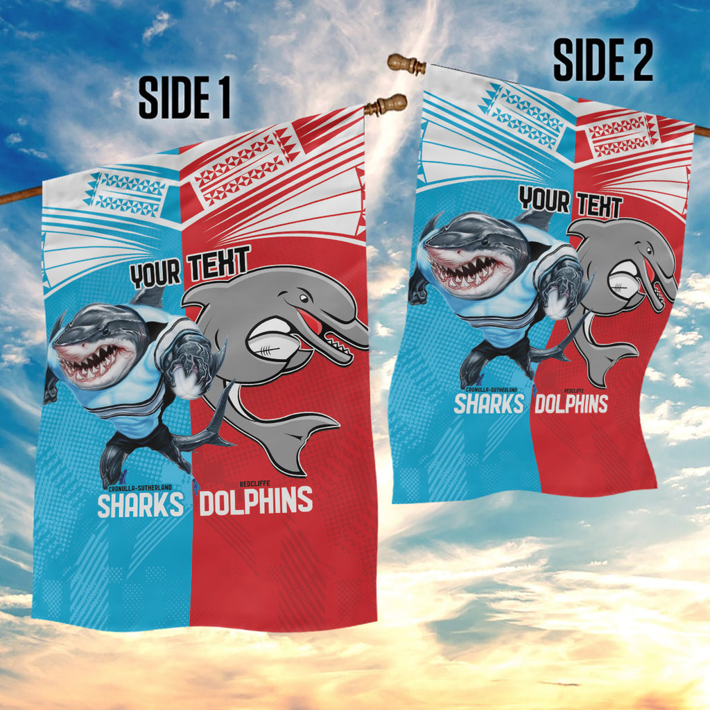 Custom Dolphins and Shark Garden Flag Together Sporty Style