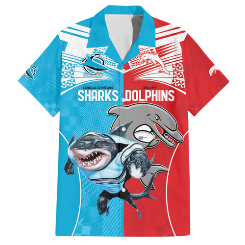 Custom Dolphins and Shark Hawaiian Shirt Together Sporty Style