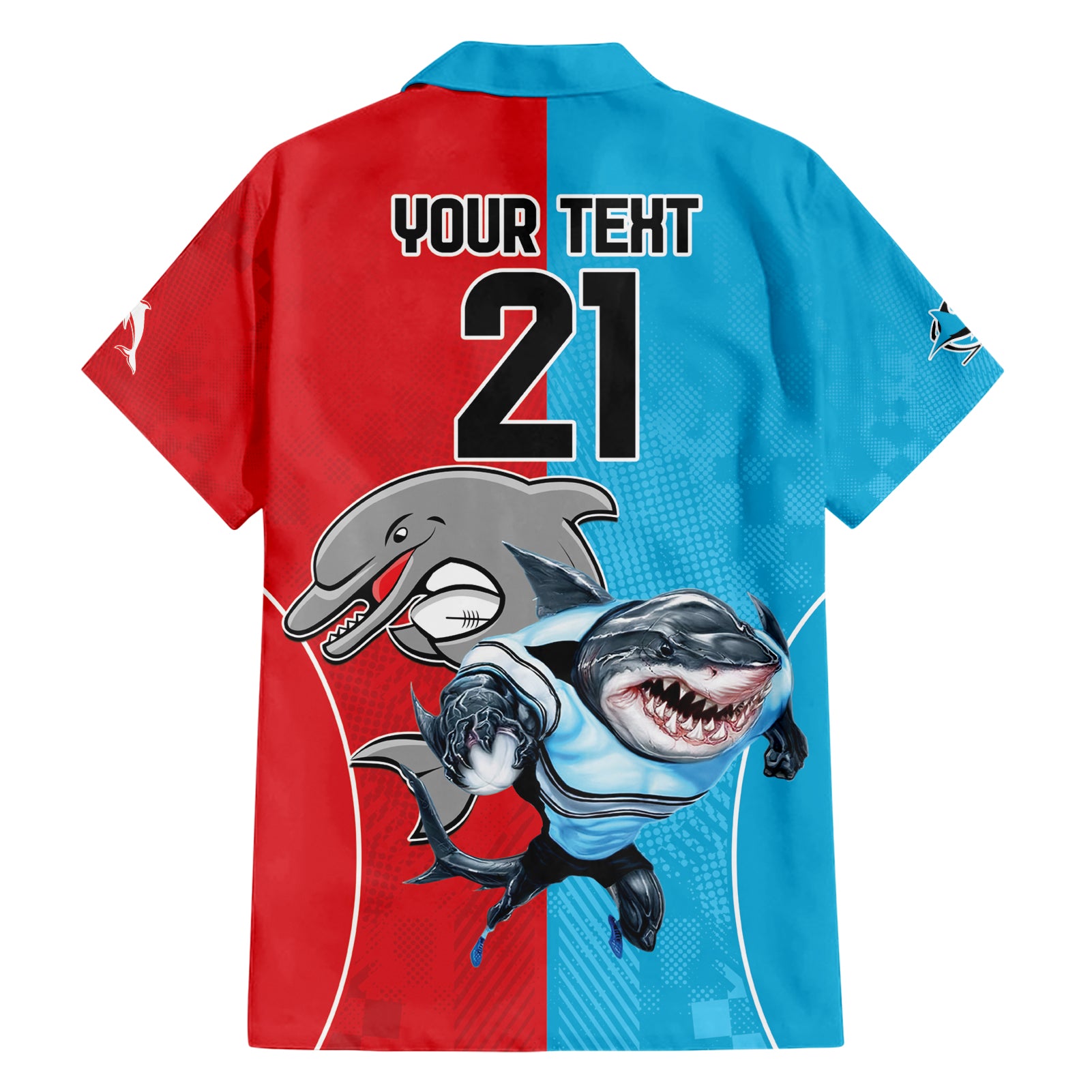 Custom Dolphins and Shark Hawaiian Shirt Together Sporty Style