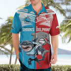 Custom Dolphins and Shark Hawaiian Shirt Together Sporty Style