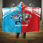 Custom Dolphins and Shark Hooded Blanket Together Sporty Style