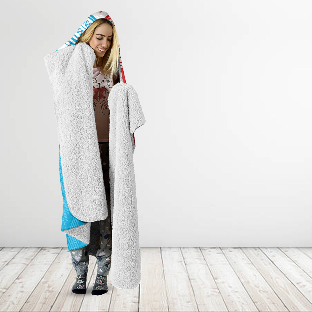 Custom Dolphins and Shark Hooded Blanket Together Sporty Style