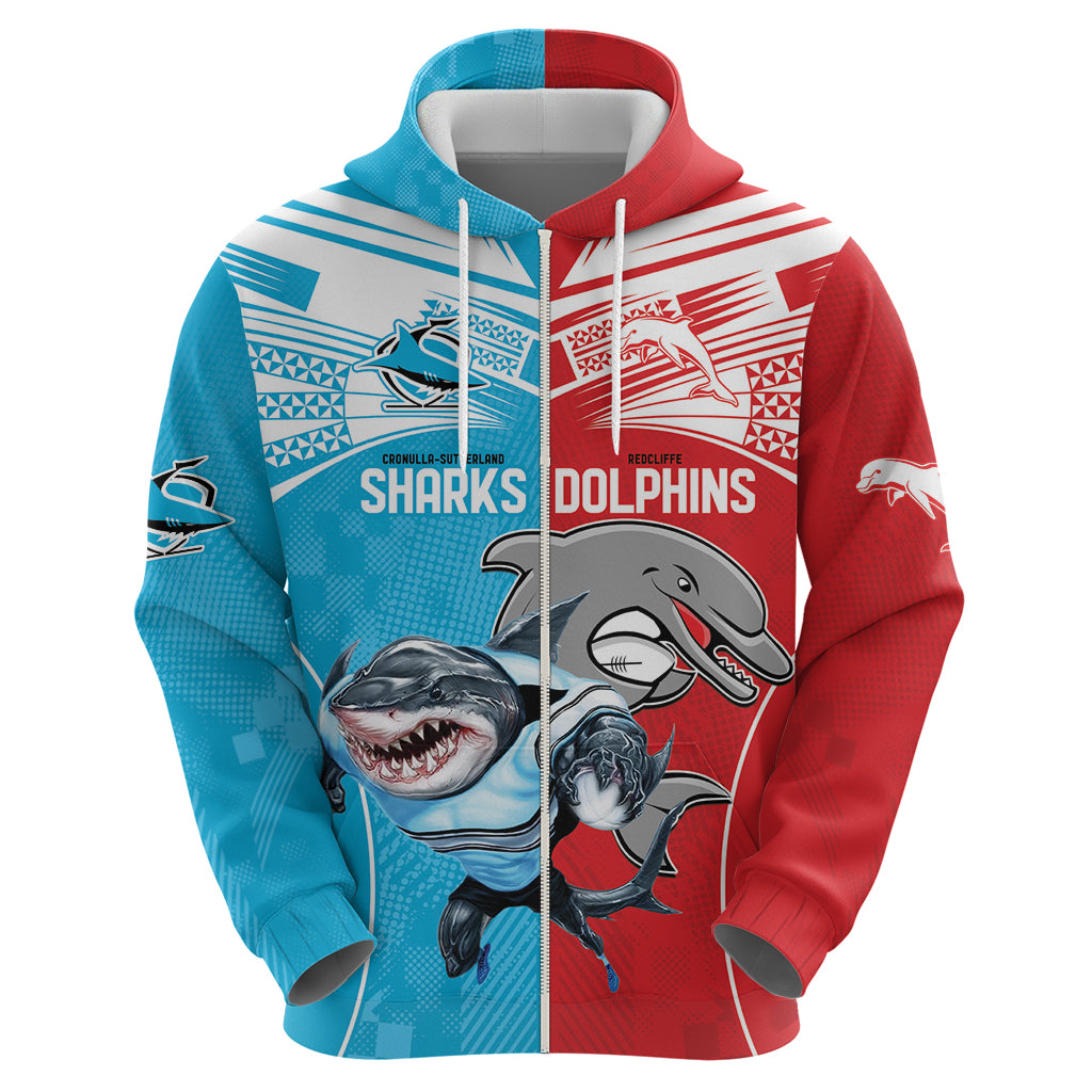 Custom Dolphins and Shark Hoodie Together Sporty Style