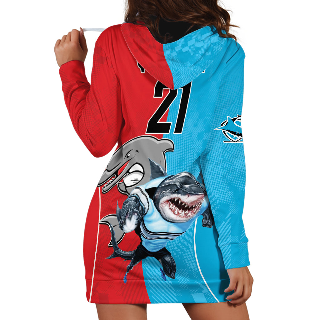 Custom Dolphins and Shark Hoodie Dress Together Sporty Style
