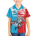Custom Dolphins and Shark Kid Hawaiian Shirt Together Sporty Style