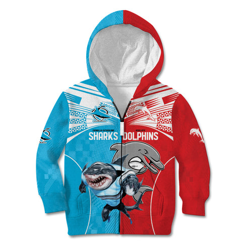 Custom Dolphins and Shark Kid Hoodie Together Sporty Style