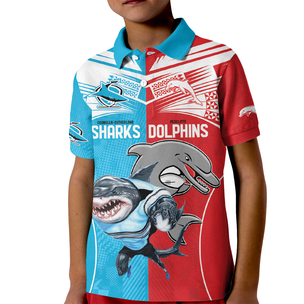 Custom Dolphins and Shark Kid Polo Shirt Together Sporty Style