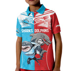 Custom Dolphins and Shark Kid Polo Shirt Together Sporty Style