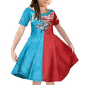 Custom Dolphins and Shark Kid Short Sleeve Dress Together Sporty Style