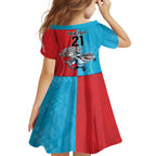 Custom Dolphins and Shark Kid Short Sleeve Dress Together Sporty Style