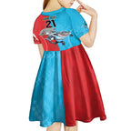 Custom Dolphins and Shark Kid Short Sleeve Dress Together Sporty Style