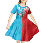 Custom Dolphins and Shark Kid Short Sleeve Dress Together Sporty Style