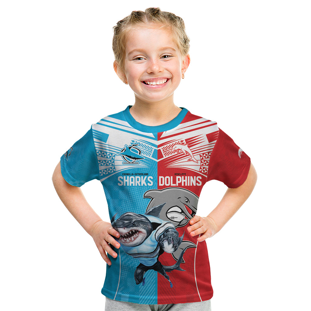 Custom Dolphins and Shark Kid T Shirt Together Sporty Style