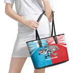 Custom Dolphins and Shark Leather Tote Bag Together Sporty Style