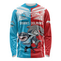 Custom Dolphins and Shark Long Sleeve Shirt Together Sporty Style