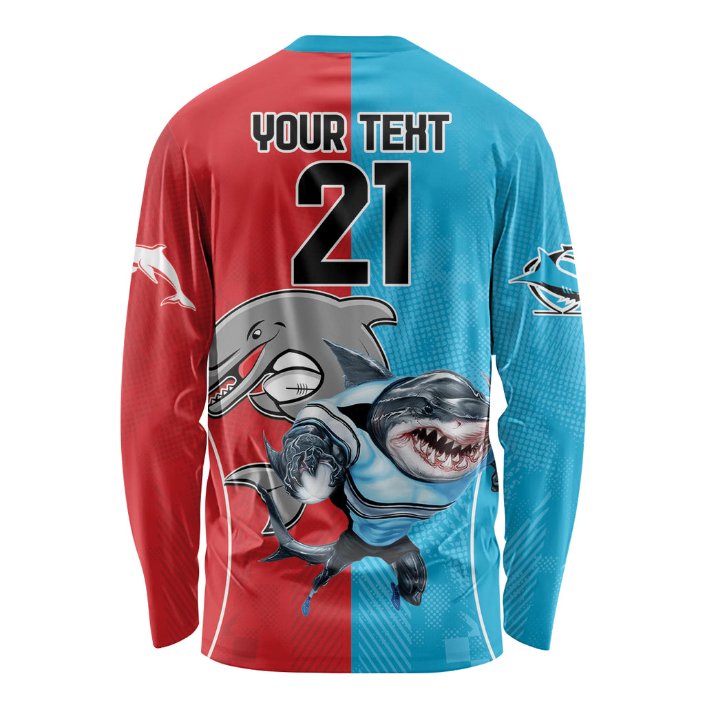 Custom Dolphins and Shark Long Sleeve Shirt Together Sporty Style