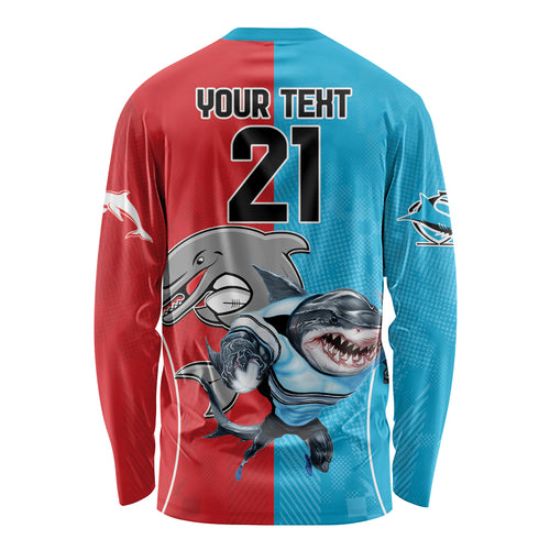 Custom Dolphins and Shark Long Sleeve Shirt Together Sporty Style