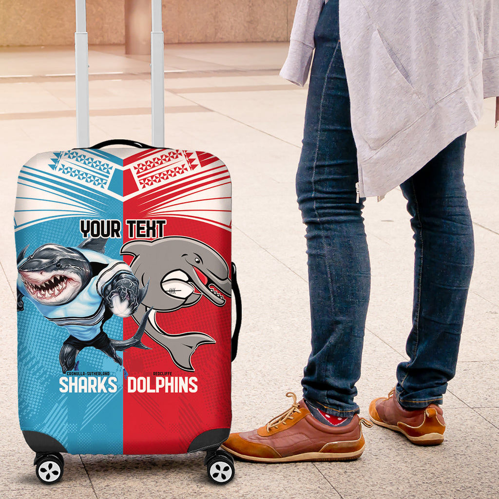 Custom Dolphins and Shark Luggage Cover Together Sporty Style