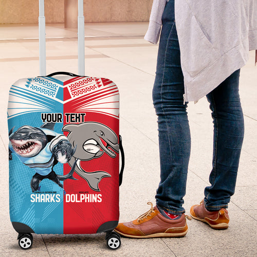 Custom Dolphins and Shark Luggage Cover Together Sporty Style