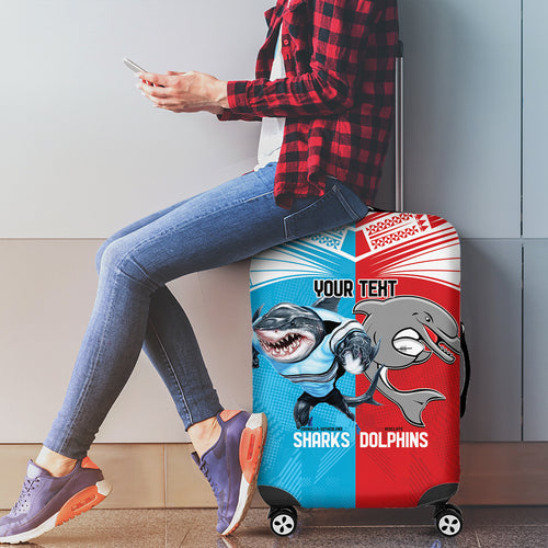 Custom Dolphins and Shark Luggage Cover Together Sporty Style