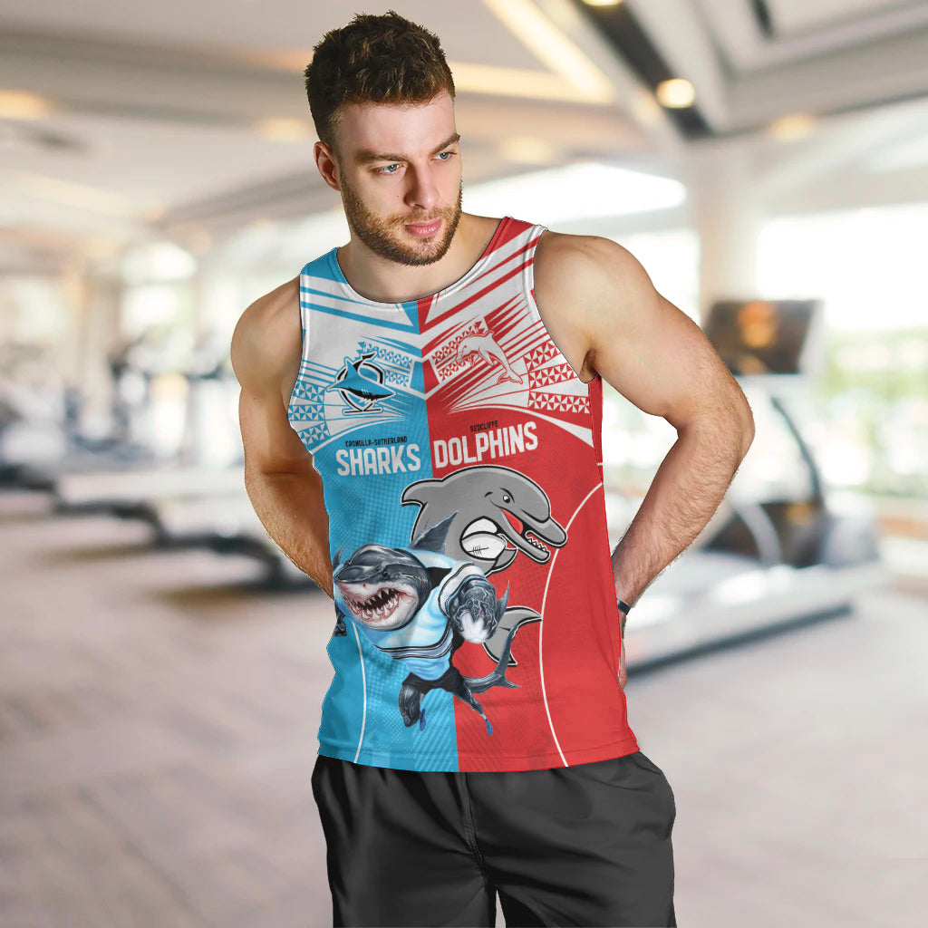 Custom Dolphins and Shark Men Tank Top Together Sporty Style