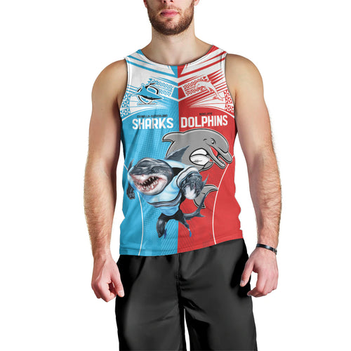 Custom Dolphins and Shark Men Tank Top Together Sporty Style