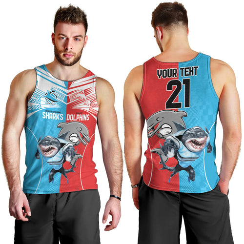 Custom Dolphins and Shark Men Tank Top Together Sporty Style