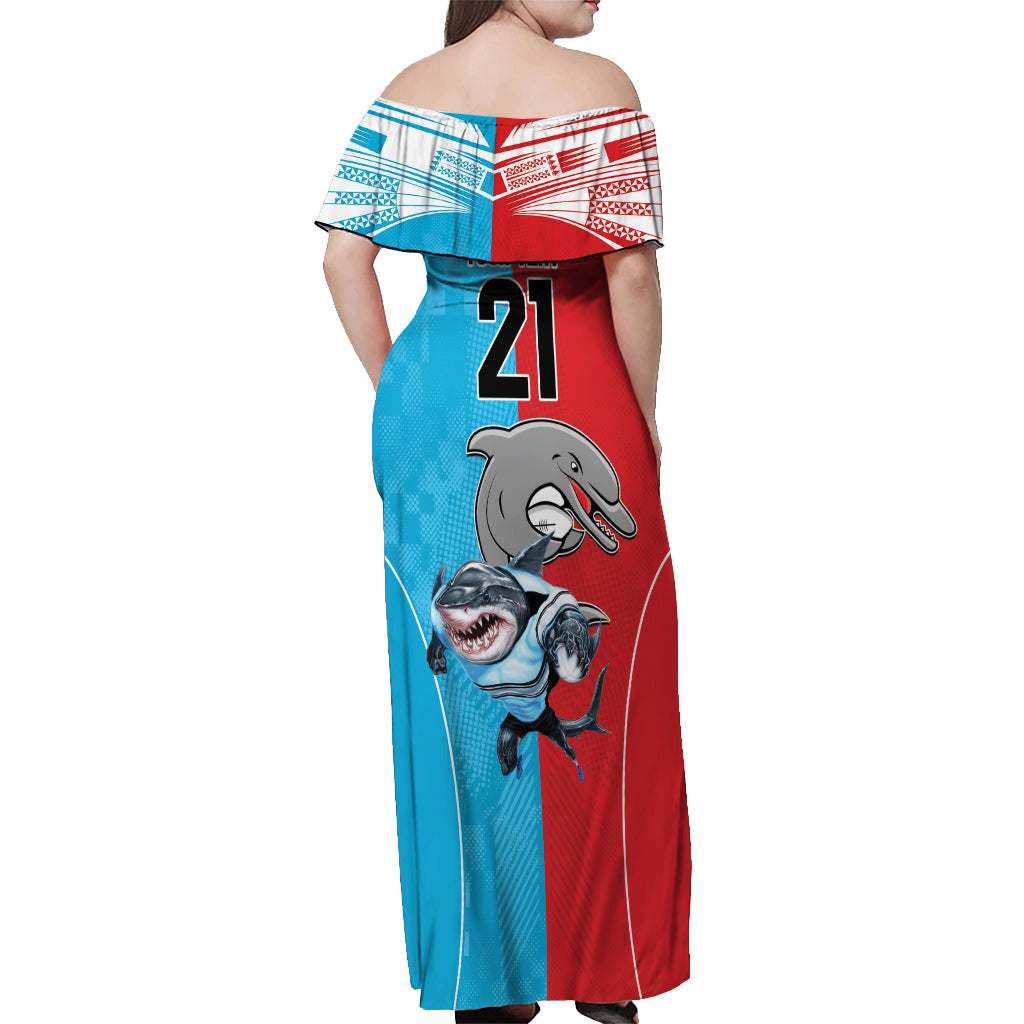 Custom Dolphins and Shark Off Shoulder Maxi Dress Together Sporty Style