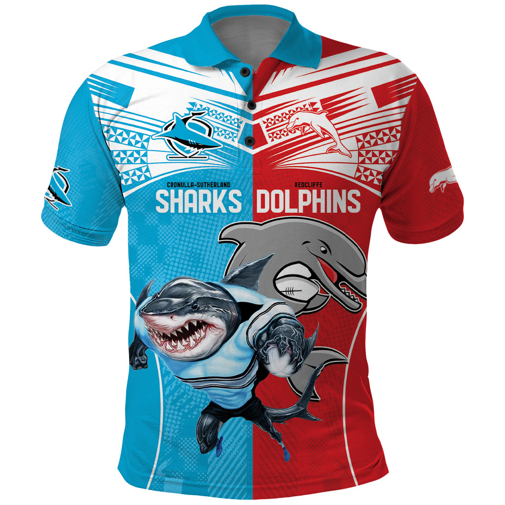 Custom Dolphins and Shark Polo Shirt Together Sporty Style