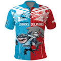 Custom Dolphins and Shark Polo Shirt Together Sporty Style