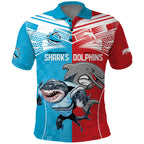 Custom Dolphins and Shark Polo Shirt Together Sporty Style